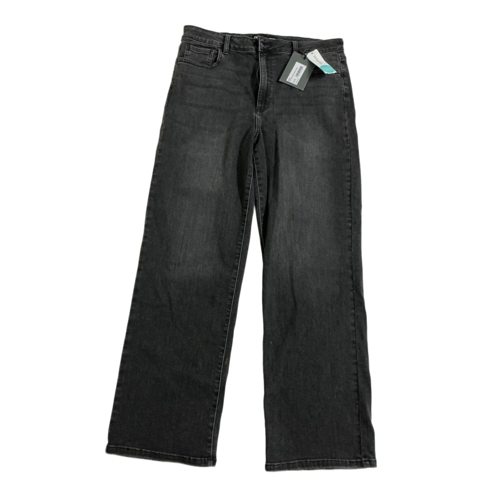 Indigo Six High Rise Slim Straight Jeans Womens 31/12 Washed Black Denim NWT